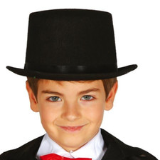 Kids Black Top Hat Magician Victorian Costume Fancy Dress Party Children
