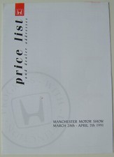 Honda 1991 Original UK Price List Civic Concerto Accord Prelude
