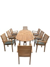 *UPDATED STYLE* Brand New Teak Garden Table And 8 Chairs Outdoor patio furniture
