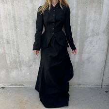 Antique Victorian Black Wool