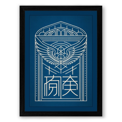 Deco blueprint art - art, framed