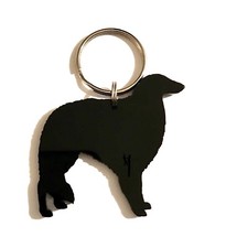 Borzoi Dog Russian Wolfhound Dog Keyring Keychain Bag Charm Gift In Black