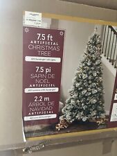 7ft 5 Inch Pre-Lit Flocked & Glitter Snowy Artificial Christmas Tree - REDUCED