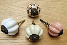 CERAMIC PUMPKIN -vintage cabinet cupboard chest drawer knobs pull handles