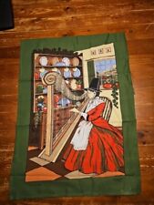 Vintage Traditional Welsh Harpist Tea Towel New/Wales UK