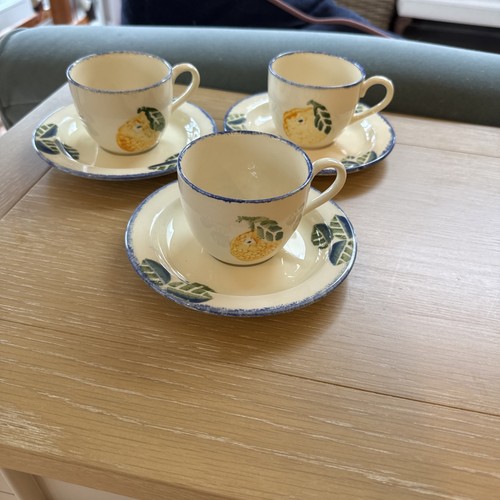 Poole pottery fruits tea cups - fruits,
