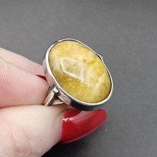 Anrique Silver Connemara Marble Oval Ring Sz O 6.3g