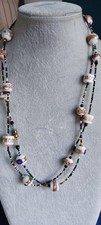 Vintage Venetian Wedding Cake Beaded Necklace Floral Multicoloured White Beads