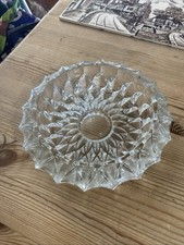 Large Cut Glass Ashtray Vintage Heavy