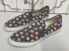 Cath Kidston Flat Slip on Canvas Shoes Pumps Grey & Floral Pattern UK 7 EU 40