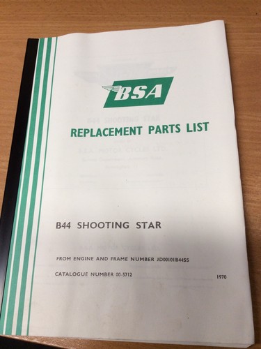 Bsa b44 1970 spares book - bsa,