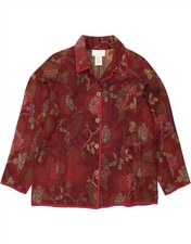 SUSAN GRAVER Womens 4 Button Blazer Jacket UK 16 Large Red Floral VV01