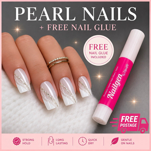 White pearl glitter square - white,