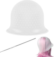 Hair Highlighting Cap and Hook Kit Silicone Reusable Streaking Hair Dye