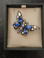 Lovely BUTLER AND WILSON Blue Crystal Butterfly Brooch, In Box Not Original Box