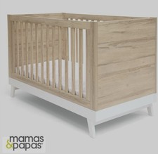 Mamas & Papas Lawson 2-in-1 Cot/Cotbed White/Natural w. mattress, duvet, sheets 