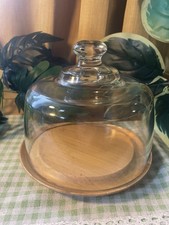 Vintage Clear Glass Cheese Dome Cover with Handle-Glass Cloche Dome-6.5”Diameter