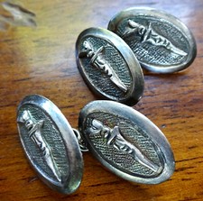 vintage SILVER modernist unusual dancer / torch chain link mens cufflinks -41