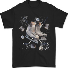 Ice Hockey Boots Stick & Pucks Mens T-Shirt 100% Cotton