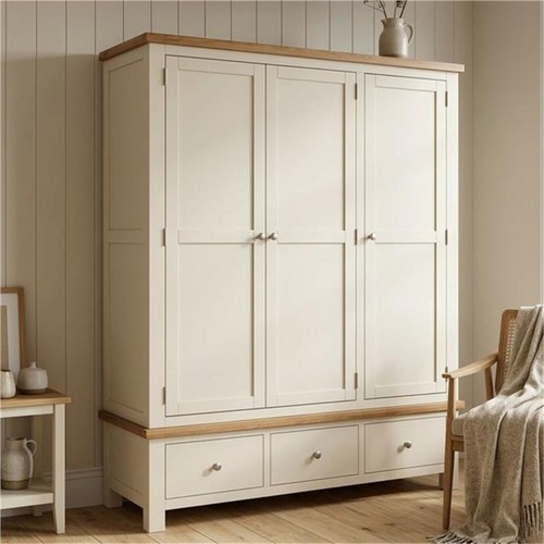 Painted ivory triple wardrobe - painted,