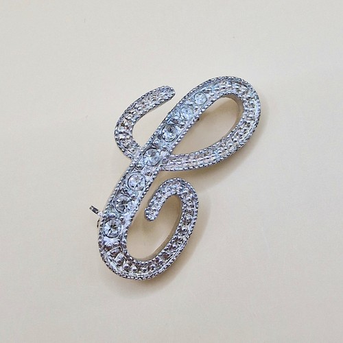 Silver tone diamanté - tone, initial