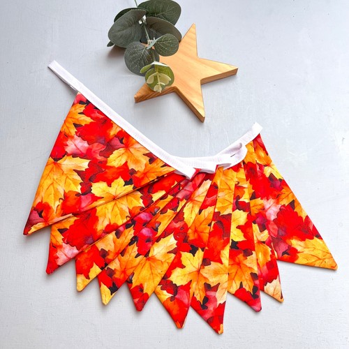 Autumn leaves bunting 10 - autumn, bunting,