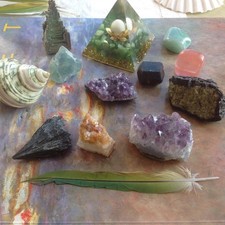 Amethyst Citrine Orgonite Pyramid Sea Shell etc Crystals Bundle lot