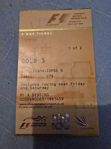 Race ticket silverstone - f1,