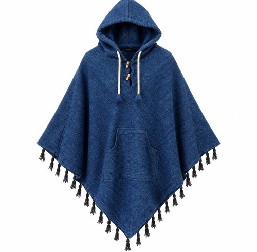 Unisex wool hooded poncho - hooded,