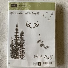 Used Stampin Up Wonderland cling stamps Christmas Trees snowflakes