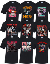 Horror Movie Printed T-Shirt ⭐19 Prints Freddy Jason IT Chucky 🎁Christmas Gift