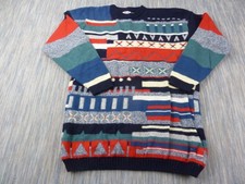 Paco Jumper Mens L/XL Multicolour Geometric Knit 100% Lambswool Vintage Retro