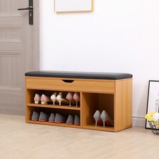Shoe Bench Hallway Wooden Rack Storage Cabinet Cushion Seat Cupboard Organiser