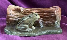 Sandygate Pottery Devon 1960's Frog On Log Ceramic Posy Vase