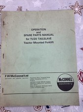 McConnel Mounted Tractor Forklift Unit TU20 Tailslave Manual & Parts List