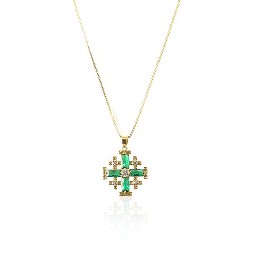 Green topaz jerusalem cross - green,