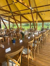 Reclaimed hardwood dining table with steel legs banquet rustic solid wood