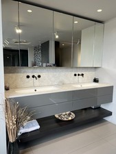 EX DISPLAY 2200MM BATHROOM FURNITURE UNDERMOUNT SINKS / DARK GREY GLOSS