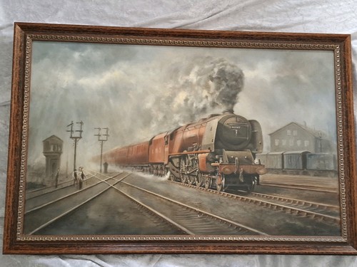 Steam train oil painting - train, on