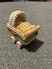 Vintage Cherished Teddies Baby Carriage Trinket Box Figurine