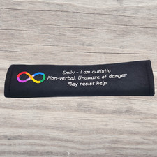 Autism Seat belt Cover Inifinity Symbol - Embroidered - ASD Medical Alert Padded