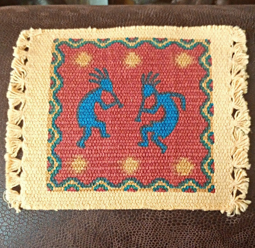 Woven textile kokopelli - textile,