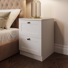 White 2 Drawer Bedside Table