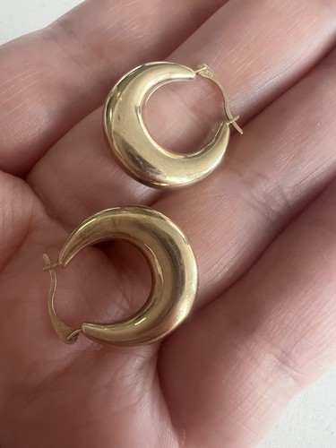 Vintage 9ct gold puffed hoop - vintage,