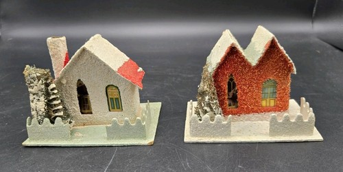 Pair vtg japan christmas putz - vtg,