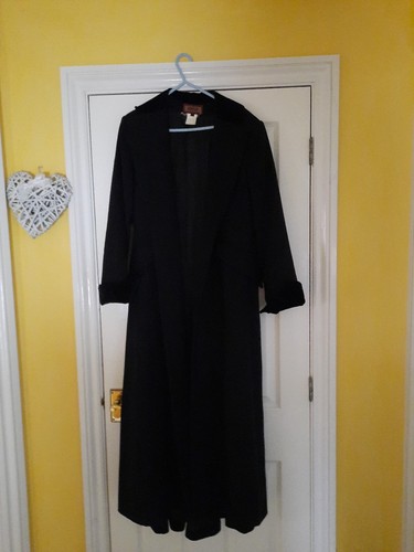 Black vintage long dress coat - black,