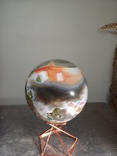 610g Druzy Pink Green Orange Ocean Jasper crystal  sphere Minerals Gem 