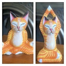 Wooden cat sculpture - cat, ornament