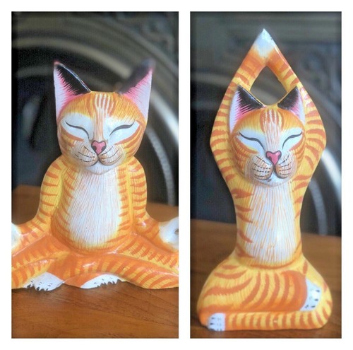 Wooden cat sculpture - cat, ornament