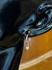 11mm 9ct Yellow Gold 375 Real Diamond Hinged Sleeper Dangly Small Hoop Earrings